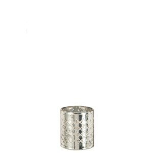 Sklěněný stříbrný svícen na čajovou svíčku - 8*8*9 cm