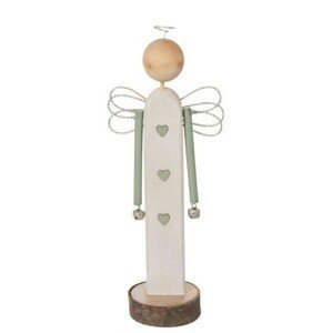 Dřevěný anděl s rolničkami - 10*5,5*28 cm