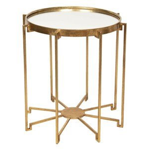 Zlatý odkládací stolek se skleněnou deskou - Ø 53*54 cm