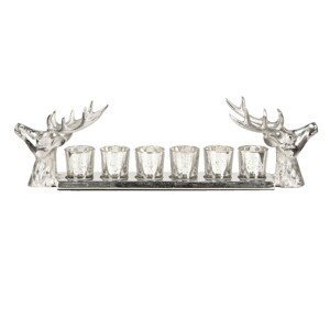 Stříbrný stojan na svíčky s jeleny - 56*13*17 cm