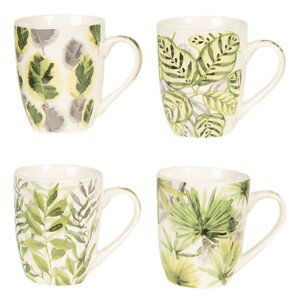 Set 4 porcelánových hrnků Listy - 9*10 cm / 0,3L