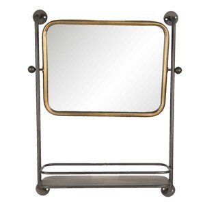 Vintage zrcadlo s kovovým rámem a policí - 49*14*64 cm
