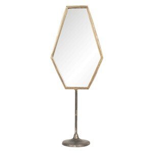 Stolní vintage zrcadlo s hnědo-zlatým rámem - 16*9*45 cm
