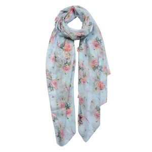 Modrý šátek s růžemi - 70*180 cm