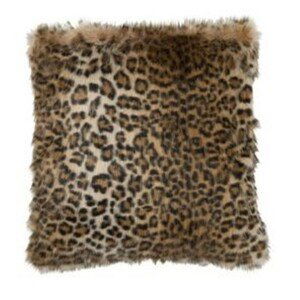 Polštář s dlouhým chlupem Leopard - Ø 45*5 cm J-Line by Jolipa