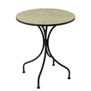 Kovový černý kulatý stůl s mozaikou Shard Yellow - ∅ 61*71 cm