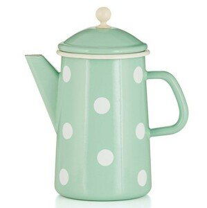 Mintová smaltovaná konvička s puntíky Mint dot - Ø12*23cm - 1,6L