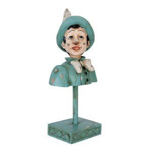Modro-zelená dekorace Pinocchio na podstavci - 11*8*23 cm