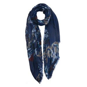 Tmavě modrý šátek s barevným potiskem - 90*180 cm Clayre & Eef