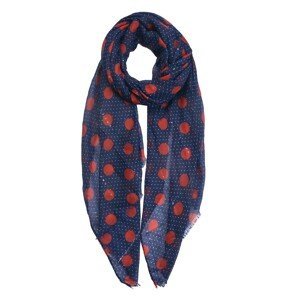 Tmavě modrý šátek s červenými a bílými puntíky - 90*180 cm Clayre & Eef