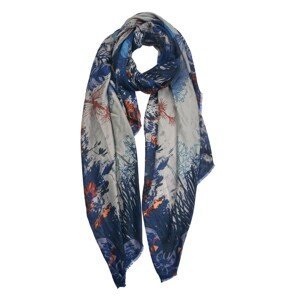 Krémovo modrý šátek s potiskem květin - 90*180 cm Clayre & Eef