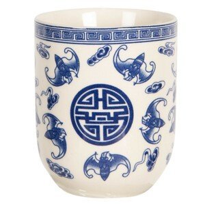 Porcelánový kalíšek na čaj s modrými ornamenty  - ∅ 6*8 cm / 0,1L