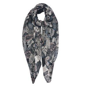 Tmavě šedý šátek s barevnými listy - 90*180 cm Clayre & Eef