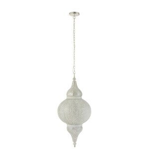 Bílé kovové závěsné světlo/lustr Oriental drop - Ø 40*88 cm