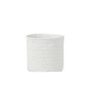 Bílý cementový květináč  -imitace tkaného květináče  XL - Ø  25*23 cm