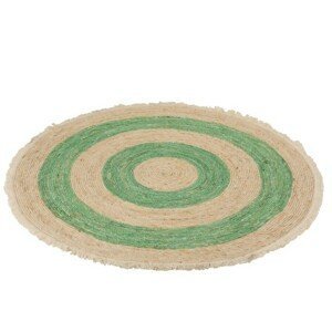 Přírodně-zelený kulatý koberec z mořské trávy s třásněmi - Ø 120 cm