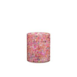 Barevný skleněný svícen na čajovou svíčku Mosaic - 13*13*15 cm