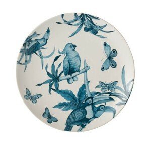 Modro-bílý keramický talíř Birds - Ø 35 cm