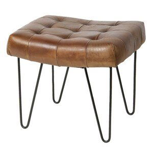 Hnědá kožená stolička / podnožka Alienor - 58*48*48 cm