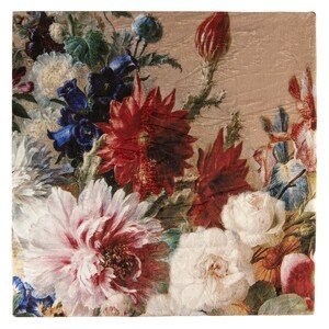 Béžový plyšový pléd /přehoz s květy - 130*170 cm Clayre & Eef