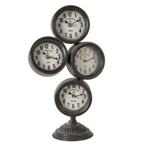 Kovové vintage hodiny se světovými časy Old Town Clocks - 24*13*43 cm / 4*AA