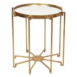Zlatý odkládací stolek se skleněnou deskou - Ø 53*54 cm Clayre & Eef