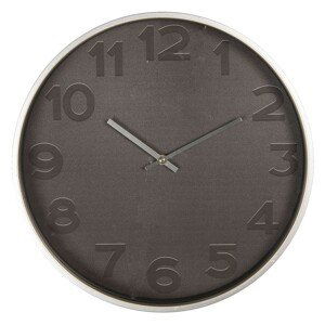 Nástěnné černé hodiny se stříbrným rámem - Ø 40*6 cm / 1*AA Clayre & Eef