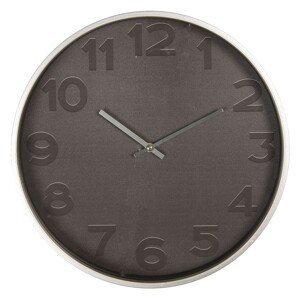 Nástěnné černé hodiny se stříbrným rámem - Ø 40*6 cm / 1*AA Clayre & Eef