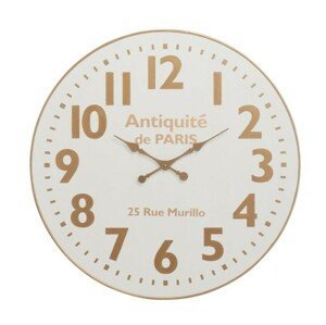 Bílé dřevěné hodiny se zlatými čísly Antiquite De Paris - Ø 90cm