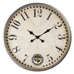 Nástěnné vintage hodiny The World – Ø 60*7 cm / 1*AA