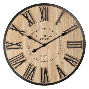 Dřevěné nástěnné hodiny s římskými číslicemi Old Town CLock – Ø 60*5 cm / 1*AA