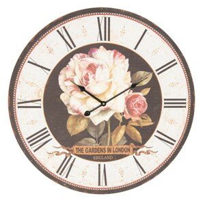 Květinové hodiny Gardens in London - Ø 60*4 cm / 1*AA Clayre & Eef
