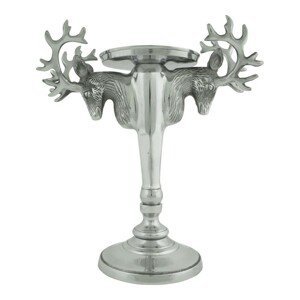 Stříbrný kovový barokní svícen s jeleny - 28*15*33cm