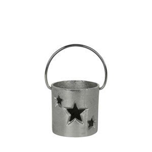 Stříbrný kovový svícen s hvězdami - Ø 12*12cm