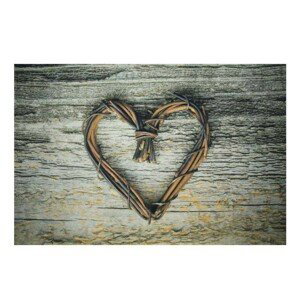 Šedá podlahová rohožka srdce z větviček Heart Twig - 75*50*1cm