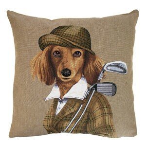 Gobelínový polštář Pes golfista - 45*45*15 cm