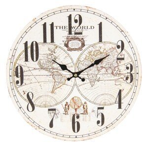 Vintage nástěnné hodiny The World - Ø 34*3 cm / 1*AA Clayre & Eef