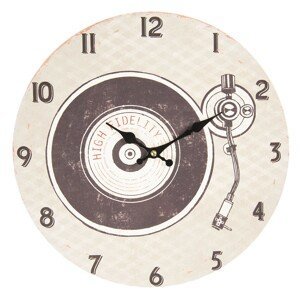 Vintage nástěnné hodiny s gramofonovou deskou - Ø 34*3 cm / 1*AA Clayre & Eef