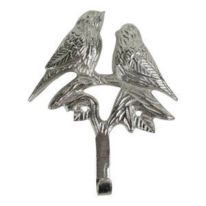 Stříbrný kovový háček s ptáčky - 15*3*18cm