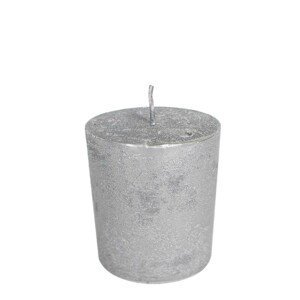 Stříbrná nevonná svíčka M válec  - Ø 7*10cm