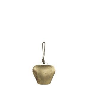 Zlatý kovový zvonek ve tvaru kravského zvonu - 20*8*10cm