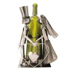 Kovový držák lahví v designu svatebního páru Chevalier - 19*13*26 cm