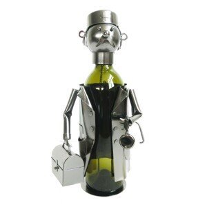 Kovový držák na láhev vína v designu doktora Chevalier - 17*13*20 cm
