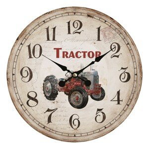Nástěnné hodiny ve vintage stylu Tractor – Ø 34*1 cm / 1*AA