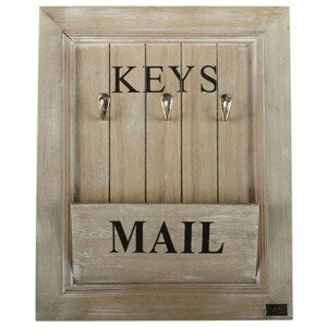 Přírodní dřevěný věšák na klíče a poštu - 33*6*41cm Collectione