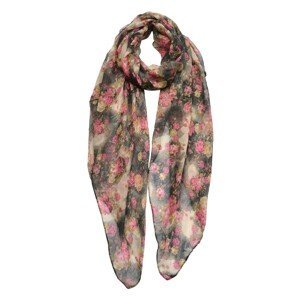 Šedo béžový šátek s růžemi- 80*180 cm Clayre & Eef