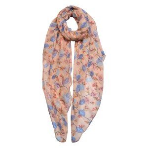 Růžovo hnědý šátek s barevnými lístky - 80*180 cm Clayre & Eef
