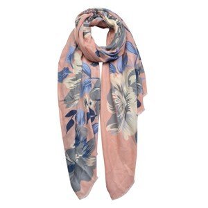 Růžový šátek s květinovým potiskem - 90*180 cm Clayre & Eef
