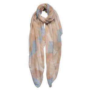 Hnědo béžový šátek s modrým potiskem - 80*180 cm Clayre & Eef