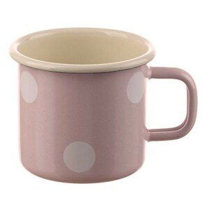 Růžový smaltovaný hrnek s puntíky Pink dot - Ø8*8cm - 250ml